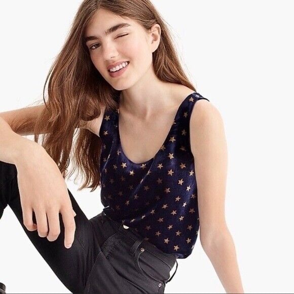 J Crew Always Velvet Star Tank Top - Picture 1 of 5